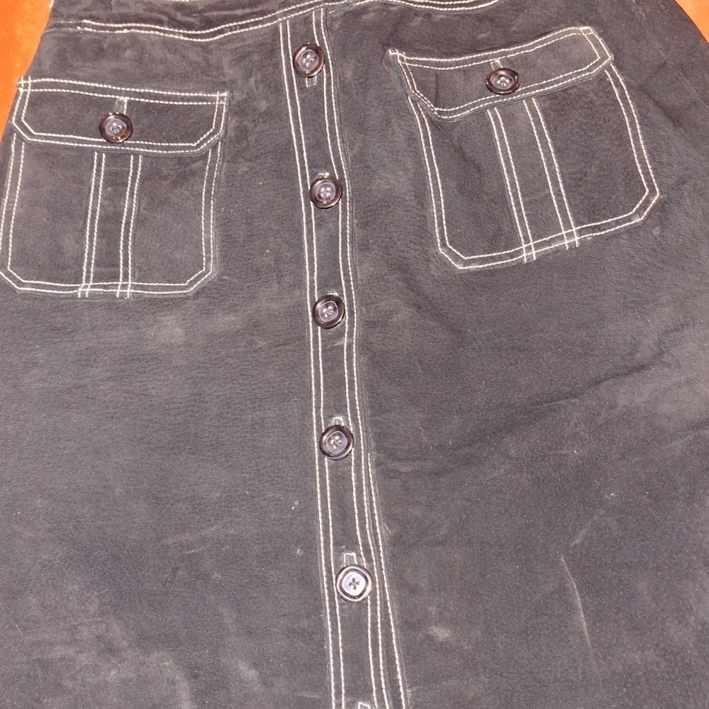 Leather Button Down Long Skirt Size 14